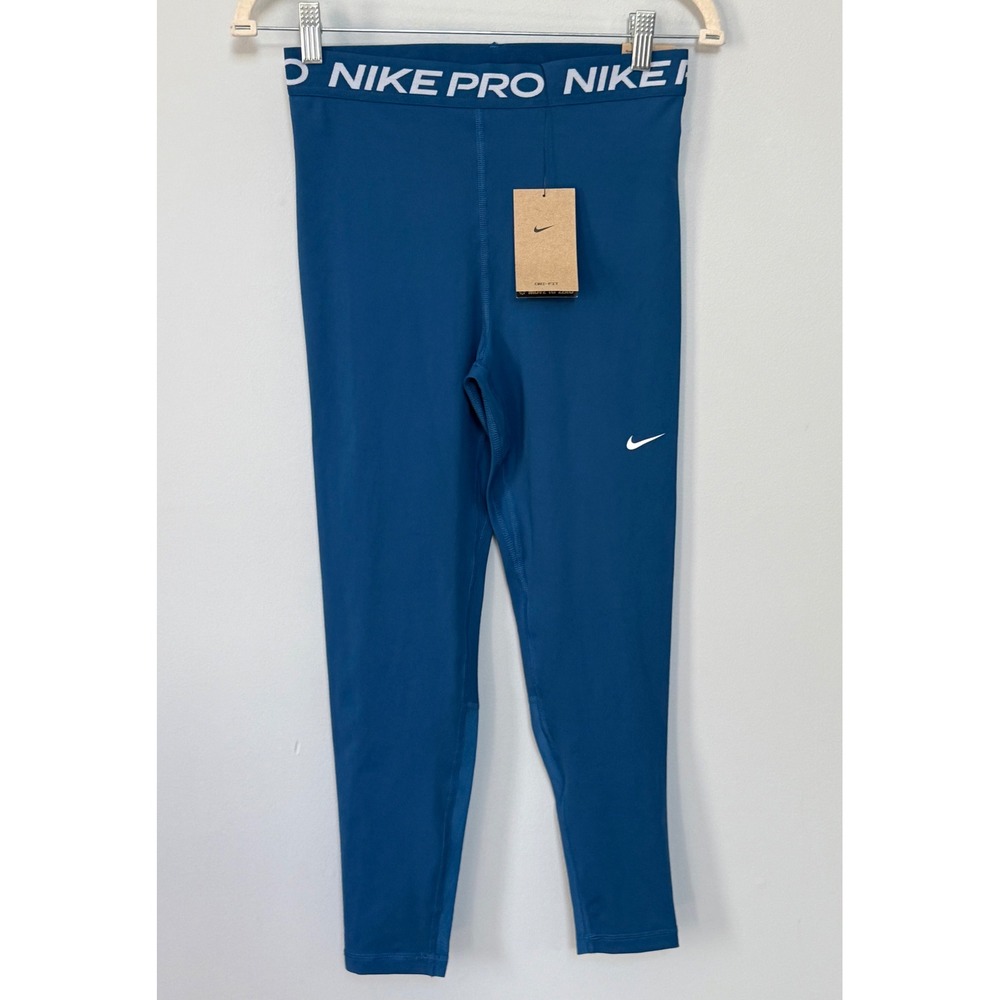 Nike Pro Women's High Rise 7/8 length Training Tight Fit Leggings Blue Sz M NEW